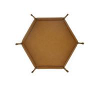 Zwenjuan Hexagon Dice Rolling Tray,PU Leather Folding Dice Tray with Velvet Interior, Portable Dice Holder for D&D, RPG, Dungeons and Dragons & Tabletop Board Games(Brown)