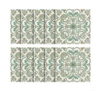ZWEquipint 10Pcs Green Floral For Tile Stickers Waterproof PVC Wall Decals For Kitchen Bathroom DIY Renovation 5.91x5.91 Inch Retro Mandala Pattern(6 * 6in)