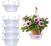 ZWEquipint 12 Pcs 8-Inch Clear Hanging Plant Drip Trays With Hooks, Shatter-Resistant Plastic Saucers For Indoor Outdoor Baskets, Efficient Water Catcher(8in)