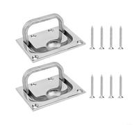 ZWEquipint 2Pcs Marine Grade 304 Stainless Steel Flush Lift Pull Ring Handle For Boat Hatch Locker,Kitchen Cabinet And Toolbox,Silver