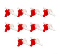 ZWEquipint 3/8 Inch Hose Ball Valve For Drip Irrigation, Sturdy Plastic On/Off Valve With Leak-Proof Design, Easy Flow Control For Garden Watering Systems, White And Red, 10 Pack(10 set)