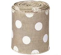 ZWEquipint 6.3cm X 5 Yards Pastoral Striped Ribbon With Wire Edge, Beige Polyester Decorative Bow Ribbon For Holiday Ornaments And Wrapping(C)