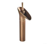 ZWEquipint Antique Brass Waterfall Vessel Sink Faucet | Solid All-Brass Retro Bathroom Tap With Single Lever Handle, For Hot And Cold Water, Tall Basin Mixer(Antique finish)