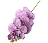 ZWEquipint Artificial Phalaenopsis Orchid Bouquet, Realistic Silk Flowers for Home Wedding Hotel Office Decor, 60cm PVC Floral Arrangement in White(Light Purple)
