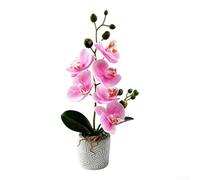 ZWEquipint Artificial Phalaenopsis Orchid Plant 3D Realistic Soft Rubber Flower Tabletop Decor For Home Hotel Wedding Cement 12.2 Inch(Light Pink)