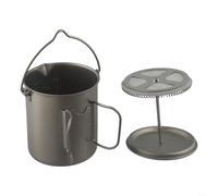 ZWEquipint Camping Coffee Press,750Ml Titanium Portable Press Pot,Outdoor Hiking Hand Brewed Coffee Maker,Foldable Handle Picnic Tea Brewer