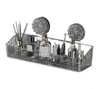 ZWEquipint Clear Suction Cup Bathroom Storage Shelf, Wall Mounted No Drill Organizer For Shower Kitchen, Strong Hold PET Plastic Rack With Spacious Design, Tool-Free Install, 9.84x4.33 Inch(Big)