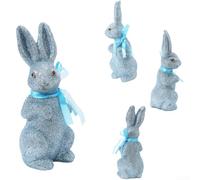 ZWEquipint Easter Glitter Foam Bunny Decoration With Bow, 22Cm Lightweight Rabbit Ornament For Holiday Home Decor, Tabletop Shelf Display, Spring Festival (Blue)