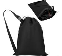ZWEquipint Heavy Duty Garden Hose Storage Bag, 600D Oxford Expandable Water Pipe Carry Pouch With Shoulder Strap, Breathable Mesh Organizer For Up To 100Ft Hoses, Cables And Ropes, Black