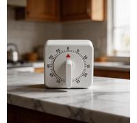 ZWEquipint Mechanical Kitchen Timer 60 Minute Wind Up Cooking Alarm with Loud Audible, No Battery, Compact Square Design in White/Black(Black)