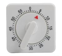 ZWEquipint Mechanical Kitchen Timer 60 Minute Wind Up Cooking Alarm with Loud Audible, No Battery, Compact Square Design in White/Black(White)