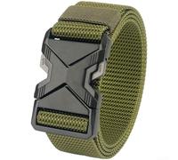 ZWEquipint Men's Automatic Buckle Belt PP Woven No Hole Adjustable Strap for Outdoor Commuting Casual Wear Black 120cm(Army Green)