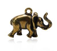ZWEquipint Retro Cute Pure Copper Brass Solid Elephant Keychain Pendant, Hand-Painted Antique Craft Charm For Bag Zipper, 40X28x20mm