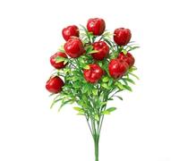 ZWEquipint Simulated Orange Fortune Fruit Branches, 7-Fork Artificial Fake Fruit Stems For Home Wedding Party Decor, Plastic Foam Floral Arrangement(apples)