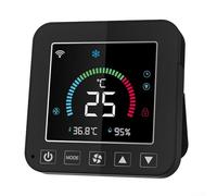 ZWEquipint Smart WiFi IR Thermostat For Tuya, LCD Color Screen AC Controller With Temp Humidity Display, App Remote Control, Child Lock, 88X88mm Black