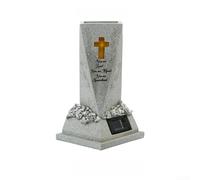 ZWEquipint Solar Memorial Grave Vase With LED Light White Resin Cemetery Decor For Garden 9.25 Inch