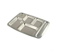 ZWEquipint Stainless Steel Divided Lunch Tray For School, Camping And Picnics,4/5/6-Compartment Rectangular Food Plate, Dishwasher Safe, Mirror-Finish, Reusable(6 Grids)