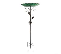 ZWEquipint Vintage Metal Bird Bath For Garden, 30.31 Inch Rust Resistant Bird Feeder Basin, Tool-Free Assembly Outdoor Decor, Green And Golden Finish