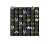 ZWEquipint Wall Mounted Felt Grow Bags for Vertical Gardening, Breathable Fabric Planting Pockets for Herbs Vegetables Flowers, Indoor Outdoor Wall System - Black(49 FLAT MOUTH)