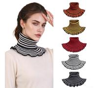 ZWEquipint Women's Knit Neck Warmer Scarf | Chunky Acrylic Blend Fake Collar Gaiter, For Winter, Elastic Ribbed High For Layered Looks, 5-Pack Assorted