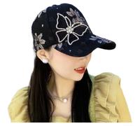 ZWEquipint Women's Lace Rhinestone Baseball Cap With Bow, Adjustable Breathable Sun Hat For Summer Outdoor Sports, Blue(Black)
