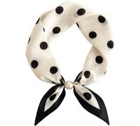 ZWEquipint Women's Polka Dot Scarf With Pearl Magnetic Clasp, Lightweight Black And White Neck Warmer Wrap, 70Cm Elegant Fashion Accessory(Dot)