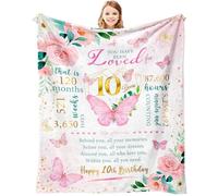 ZWERIVP Gifts for 10 Year Old Girl, 10th Birthday Present for Girls, Presents for Ten Year Old Kids, Birthday Gifts Ideas for Age 10, Double Digits Bday Decorations Throw Blanket 60"X50"