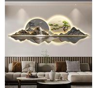 ZWESKUX 3D Wall Art, Led Light Painting Decor, Oriental Pine Wall Hanging, 40 x 120cm