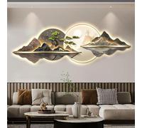 ZWESKUX 3D Wall Sculpture LED Light Painting - Modern Oriental Decor Traditional Chinese Welcoming Pine Art - Hanging Decorative Lamp, 40 * 120CM, D