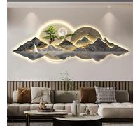 ZWESKUX 3d Wall Sculptures Painting Hanging Wall Art Led Light Painting, Wall Hanging Art Decorations Lamp, Modern Oriental Decor Traditional Chinese Welcoming Pine Wall Hanging Painting,40 * 120CM,E