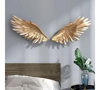 ZWESKUX Angel Wings Wall Art, A Pair of Large Angel Wings, Modern 3D FRP Angel Wings Wall Sculpture, for Living Room, Bedroom and Hotel Decoration,Gold