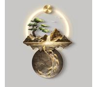 ZWESKUX Led Wall Art, 3D Wall Sculptures with Led Light, Mountain And Water Landscape Hanging Paintings, for Home Entrance Hallway, 60x90cm