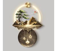 ZWESKUX Led Wall Art, Wall Sculptures Wall Hanging Art with Led Light, 3D Wall Art Decor, Mountain And Water Landscape Hanging Paintings, for Home Entrance Hallway,50x70cm,A
