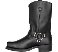 ZWESKUX Men's PU Leather Motorcycle Boots Knight Mid-Calf Boots Square Toe Western Cowboy Biker Boots,45,Black