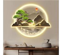 ZWESKUX Zen Wall Art Decor, 3D Wall Sculptures Painting Hanging Wall Art with Led Light, Large Modern Metal Wall Sculptures, for Living Room Bedroom Office,50 * 60cm,A