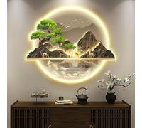 ZWESKUX Zen Wall Art Decor, 3D Wall Sculptures Painting Hanging Wall Art with Led Light, Large Modern Metal Wall Sculptures, for Living Room Bedroom Office,60 * 72cm,C