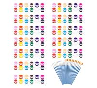 Zwfjcmsa 12 Pack 144Pcs Mini Acrylic Paint Set with 24 Brushes, 12 Colors Washable Acrylic Paint Strips