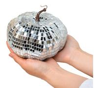 Zwfjcmsa Silver Mirror Disco Ball, Pumpkin Shape Disco Ball, Suitable for DJ Club, Halloween Reflective Pumpkin Ball 15cm