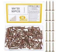 ZWFSDM Self-Tapping Screws - Corrosion Resistant Color Zinc Plated Carbon Steel Screws for Wood/Metal/Plastic - Ideal for Construction,Home Renovation & DIY Projects (M4*30)