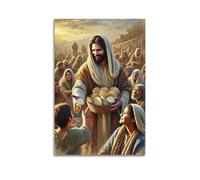 ZWFYMX Artistic Christian Poster Jesus Feeds The Five Thousand Poster Decorative Painting Canvas Wall Posters And Art Picture Print Modern Family Bedroom Decor Posters 24x36inch(60x90cm)
