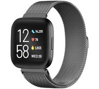ZWGKKYGYH Metal Bands Compatible with Fitbit Versa/Versa Lite/Versa 2 Smart Watch for Women Men, Stainless Steel Mesh Replacement Bracelet Band for Versa 2, Black Large