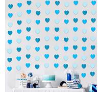 Zwiebeco 52Ft Blue Hearts Garland Paper Heart Bunting Banner Hanging Heart Streamers for Baby Shower Birthday Engagement Wedding Bridal Shower Hen Bachelor Party Nursery Kids Room Home Decorations