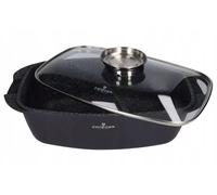 ZWIEGER BLACK STONE ROASTING PAN, OVEN PAN, 32 CM, 5 L, DIE-CAST ALUMINIUM, LID