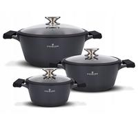 ZWIEGER BLACK STONE SET OF POTS 6 PCS COOKWARE DIE-CAST ALUMINIUM STEWPOTS LIDS