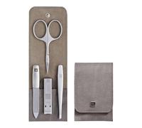 ZWILLING 4 Piece Manicure Set Cowhide Leather with Zip Premium Taupe