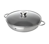 ZWILLING 40109-321 32 cm Wok with Lid - Stir Fry Pan with Non-Stick Coating, 18/10 Durable Stainless-Steel Body, Suitable on All Stoves Including Induction, Scratch-Resistant