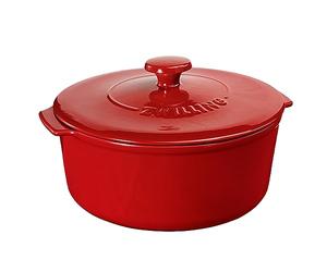 Zwilling 40202-024 Ceramic Cooking Pot - Oven Baking Pot With Lid, Microwave/Freezer Safe Round Cocotte, Easy Clean Dishwasher Safe, 3 L Capacity, Side Handles, Roast/Bake/Grill, 24 cm, Red