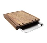 ZWILLING BBQ+ Cutting Board with Stainless Steel Tray, Acadia Wood, 17" x 14" x 13"