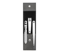 ZWILLING Manicure Set (3 Pieces, Nail Care and Pedicure, Genuine Leather Case, with Nail Clipper), Polished Stainless Steel, Anthracite