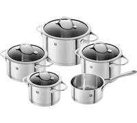 ZWILLING Essence Cookware Set, 5-Piece with Glass Lids, Induction-Suitable, Uncoated, Stainless Steel, Silver